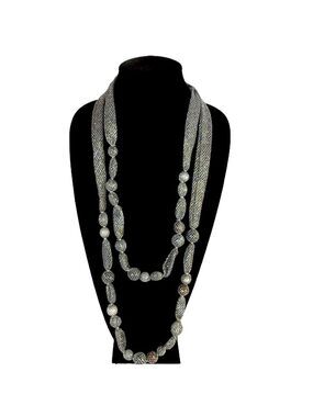 WHBM | NWT Metallic Mesh Beaded Long Necklace |